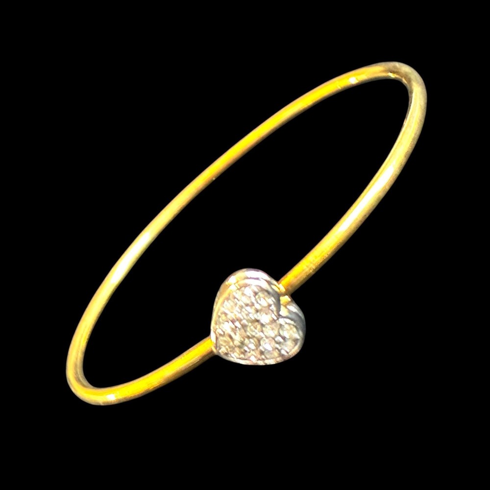 Vintage Monet Gold Tone Rhinestone Bangle Bracelet Size 7 Signed